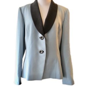 🆕 Tahari ASL Two Button Tweed Blue Grey Blazer L